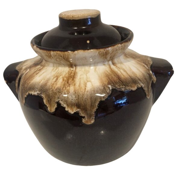 Primitive McCoy Beanpot in Drip Glazing with Handles USA - Picture 1 of 12